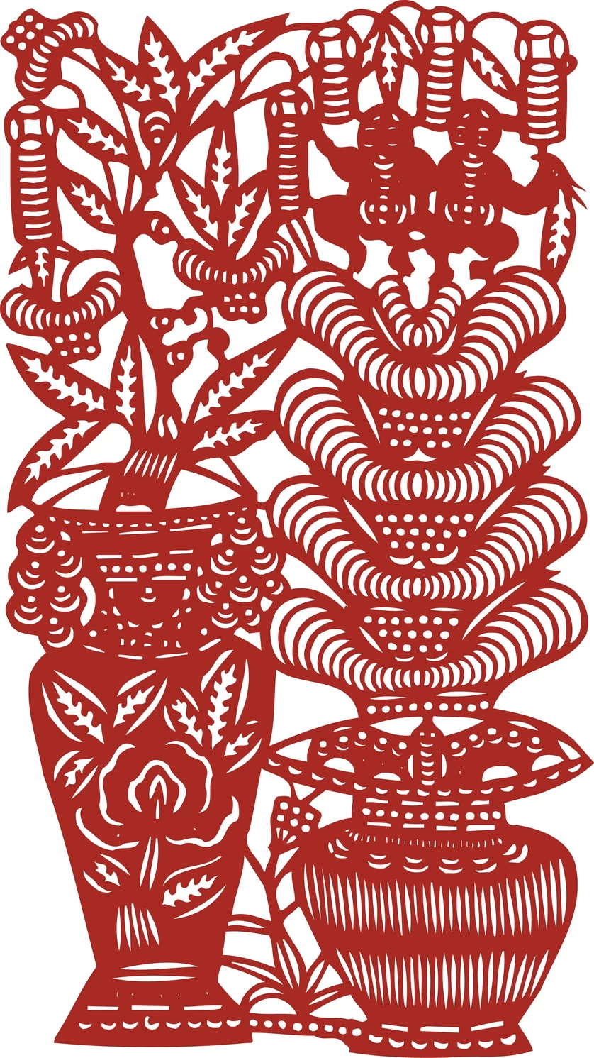 中国风中式传统喜庆民俗人物动物窗花剪纸插画边框AI矢量PNG素材【1466】